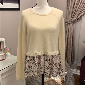 Floral Tie-Back Peplum Sweater